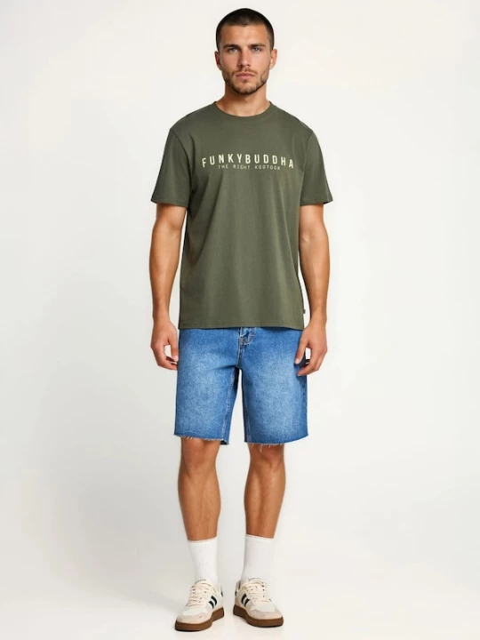 Foto van product Funky Buddha Shirt donkergroen / wolwit