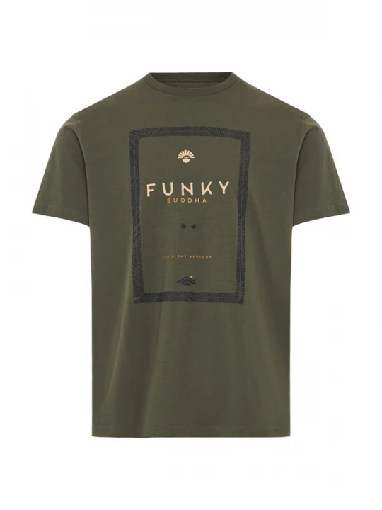 Foto van product Funky Buddha Shirt lichtbeige / curry / olijfgroen / zwart