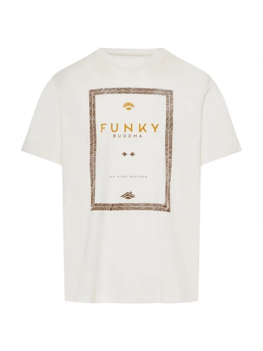 Foto van product Funky Buddha Shirt lichtbeige / donkerbruin / safraan