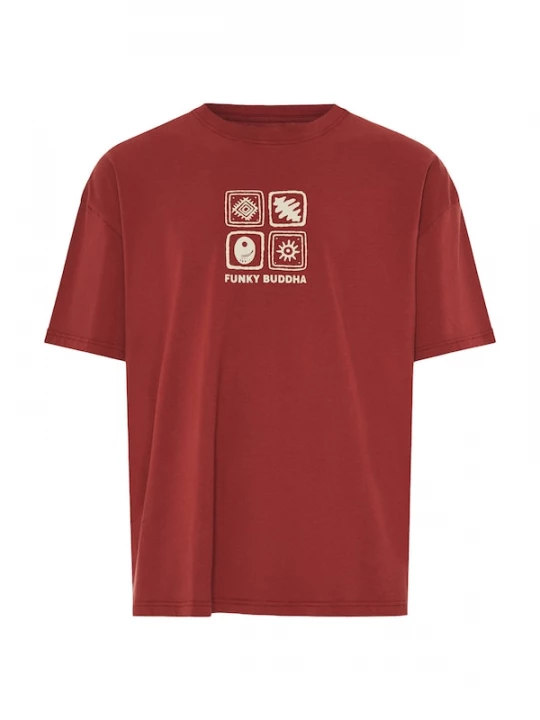 Foto van product Funky Buddha Shirt lichtbeige / roestbruin