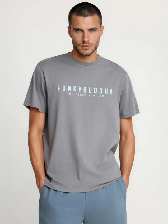 Foto van product Funky Buddha Shirt pastelblauw / grijs