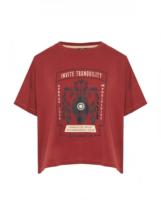 Foto van product Funky Buddha Shirt roestbruin / zwart / wolwit