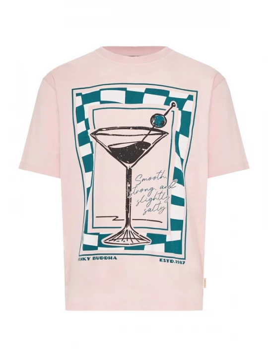 Foto van product Funky Buddha Shirt smaragd / rosé / zwart / wit