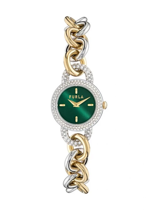 Foto van product FURLA Analoog horloge 'Meridiana' goud / donkergroen / zilver / wit