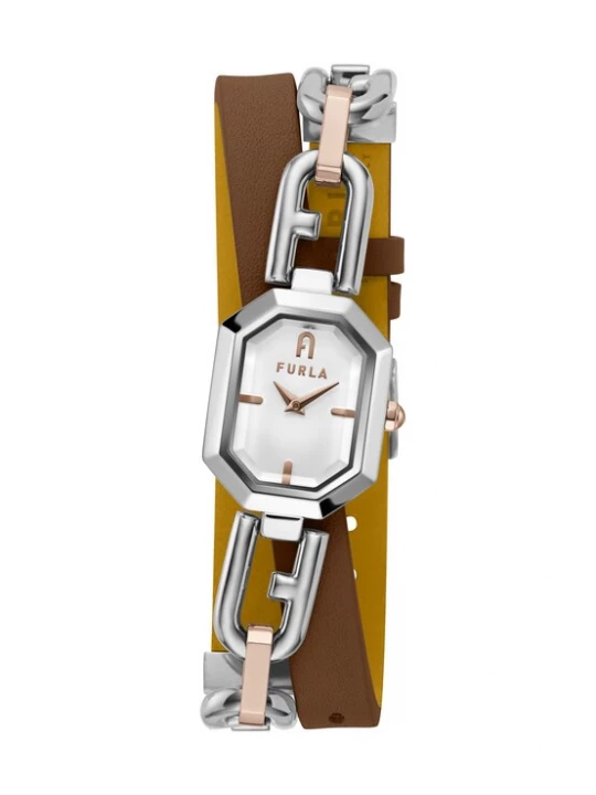 Foto van product FURLA Analoog horloge 'Octagonal' bruin / rose-goud / zilver