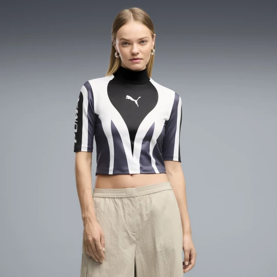 Foto van product FUTURE.PUMA.ARCHIVE Moto strakke top voor Dames, Zwart