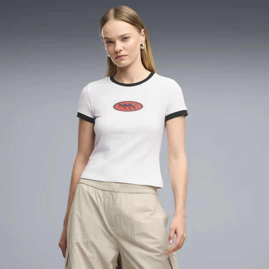Foto van product FUTURE.PUMA.ARCHIVE slim-fit Ringer T-shirt met print voor Dames, Wit