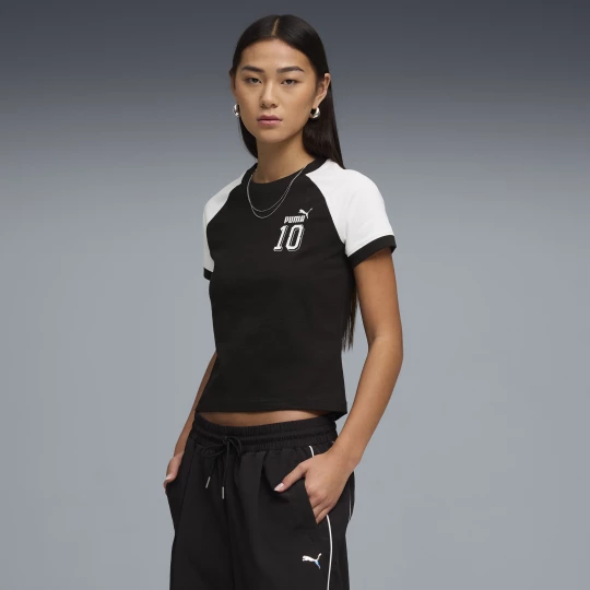Foto van product FUTURE.PUMA.ARCHIVE slim-fit Ringer T-shirt voor Dames, Zwart