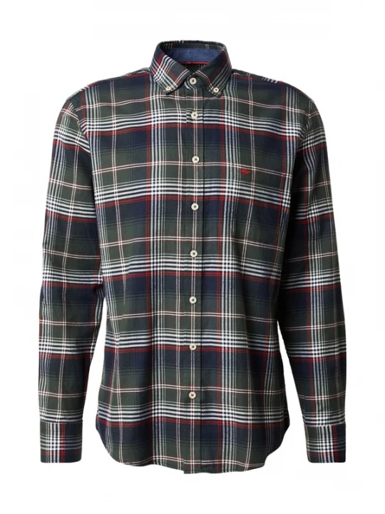 Foto van product FYNCH-HATTON Overhemd navy / olijfgroen / rood / wit