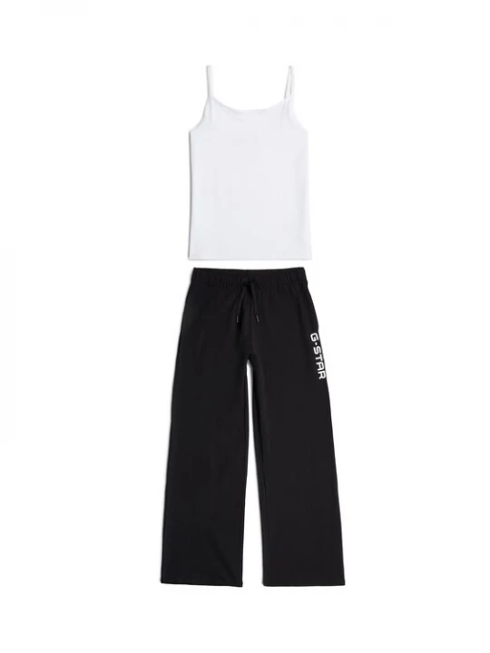 Foto van product G-STAR Pyjama 'Cami and Wide Leg Pant Pyjamas Set' zwart / wit