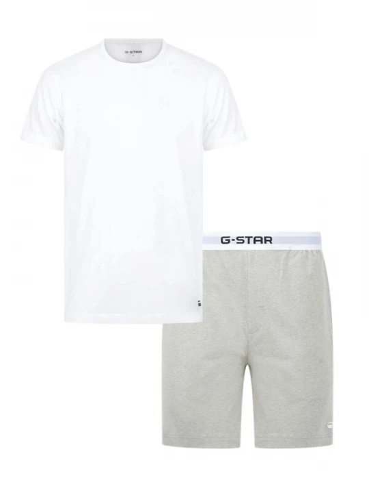 Foto van product G-STAR Pyjama kort 'Slate' grijs gemêleerd / zwart / wit