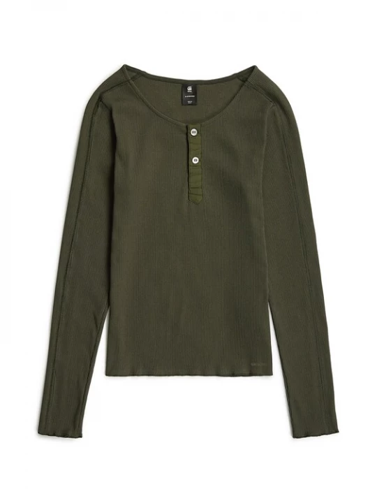 Foto van product G-STAR Shirt 'Slim Henley Long Sleeve' grijs
