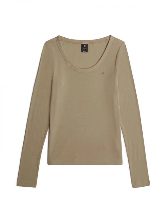 Foto van product G-STAR Shirt 'Slim Rib Open Neck ' bruin
