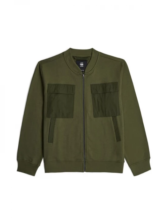 Foto van product G-STAR Sweatshirt 'Woven Mix Sweater Jacket ' olijfgroen