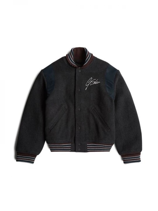 Foto van product G-STAR Tussenjas 'Cropped Varsity' donkerblauw / chocoladebruin / antraciet / wit