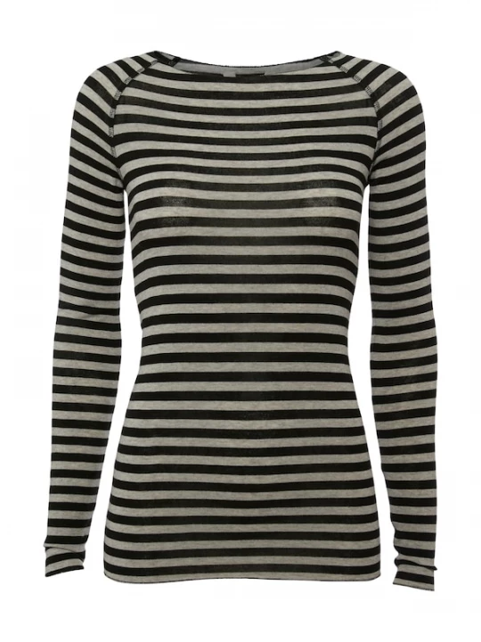 Foto van product Gai+Lisva Shirt 'Amalie Stripe' grijs / zwart