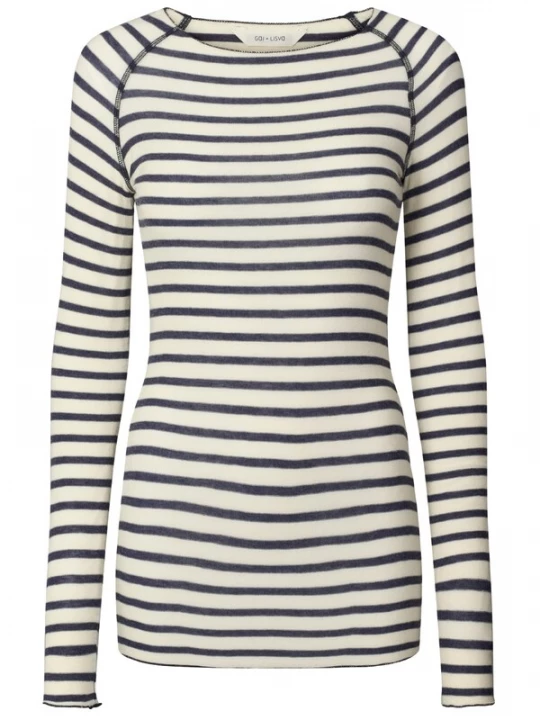 Foto van product Gai+Lisva Top 'Amalie' blauw denim / natuurwit