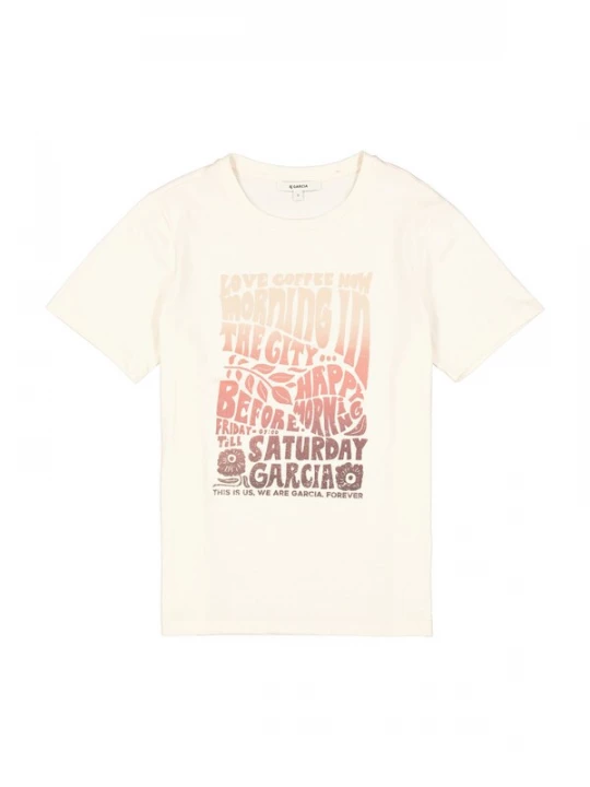 Foto van product GARCIA Shirt beige / chocoladebruin / lichtroze / offwhite