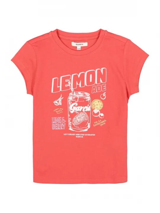 Foto van product GARCIA Shirt limoen / lichtrood / wit
