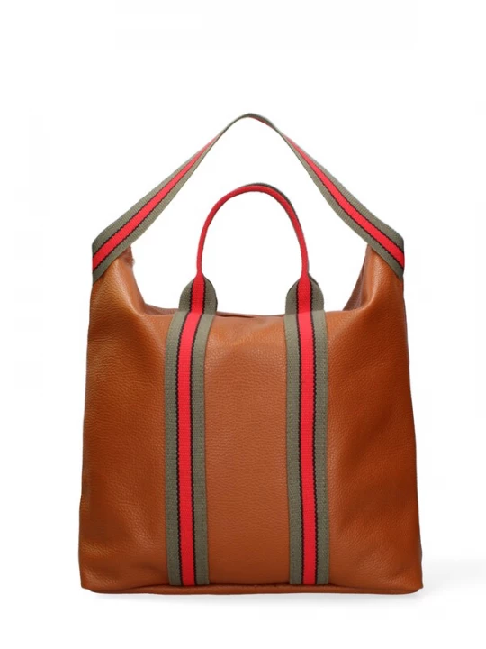 Foto van product Gave Lux Shopper mokka / kaki / rood