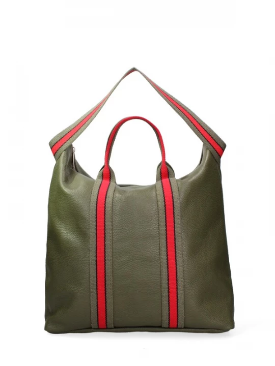 Foto van product Gave Lux Shopper olijfgroen / rood