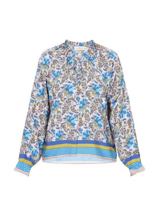 Foto van product Gaya Blouse 'Fashion Look' crème / blauw / lichtblauw / curry