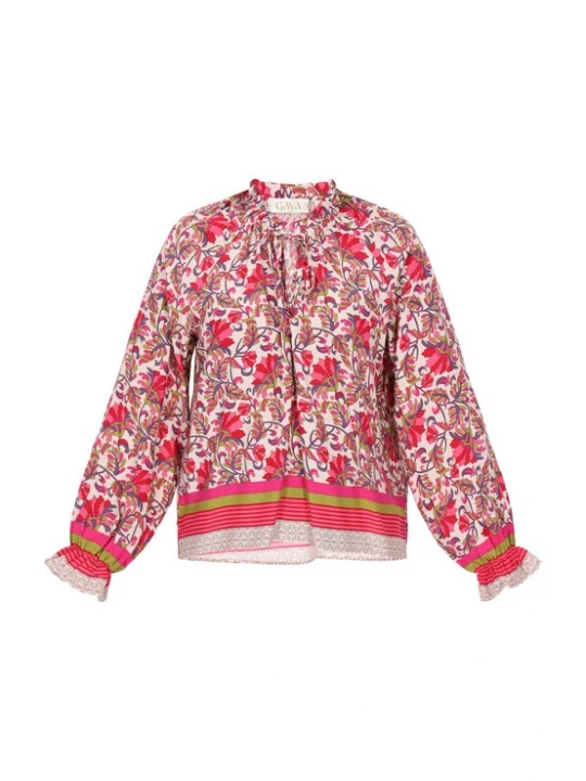 Foto van product Gaya Blouse 'Fashion Look' olijfgroen / lila / lichtroze / rood