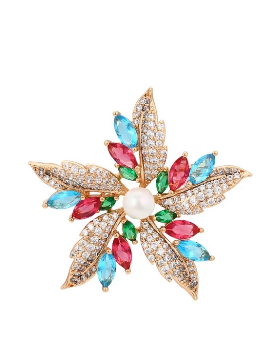Foto van product NAEMI Broche goud / groen / rood / transparant