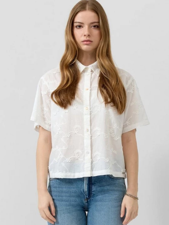 Foto van product Geborduurde overhemdblouse QS wit