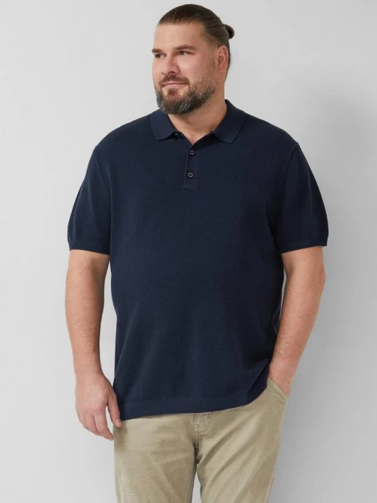 Foto van product Gebreid poloshirt met structuur s.Oliver blauw