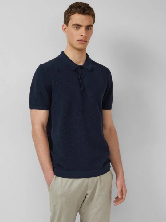 Foto van product Gebreid poloshirt met structuur s.Oliver blauw