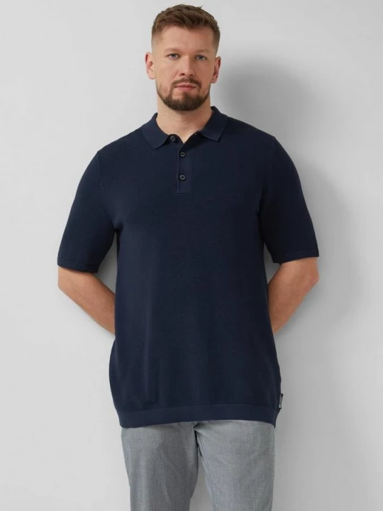 Foto van product Gebreid poloshirt met structuur s.Oliver blauw