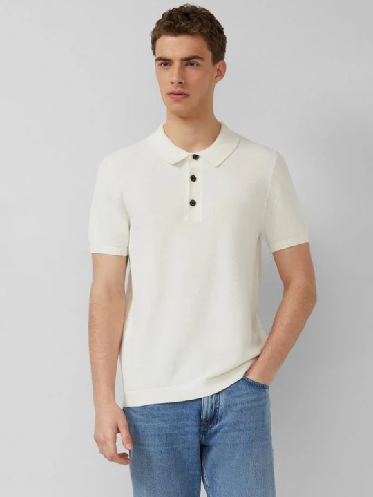 Foto van product Gebreid poloshirt met structuur s.Oliver crème