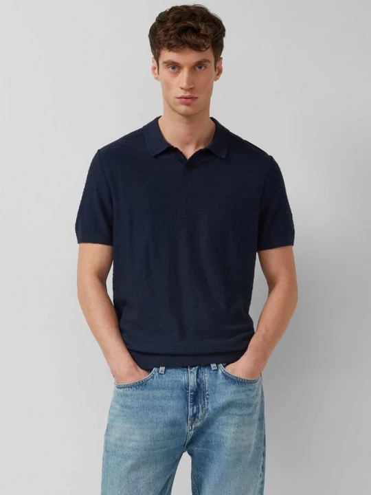 Foto van product Gebreid poloshirt met vlamgarenstructuur s.Oliver blauw