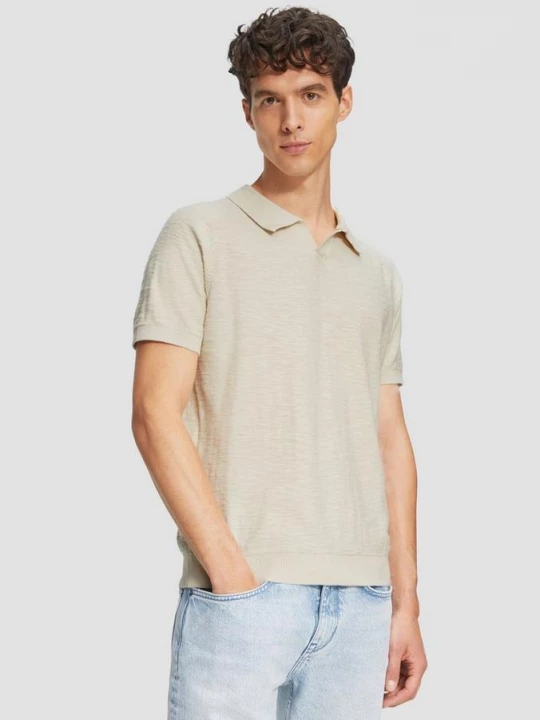 Foto van product Gebreid poloshirt met vlamgarenstructuur s.Oliver crème