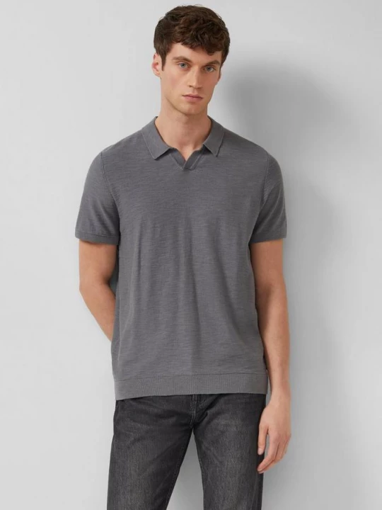 Foto van product Gebreid poloshirt met vlamgarenstructuur s.Oliver grijs