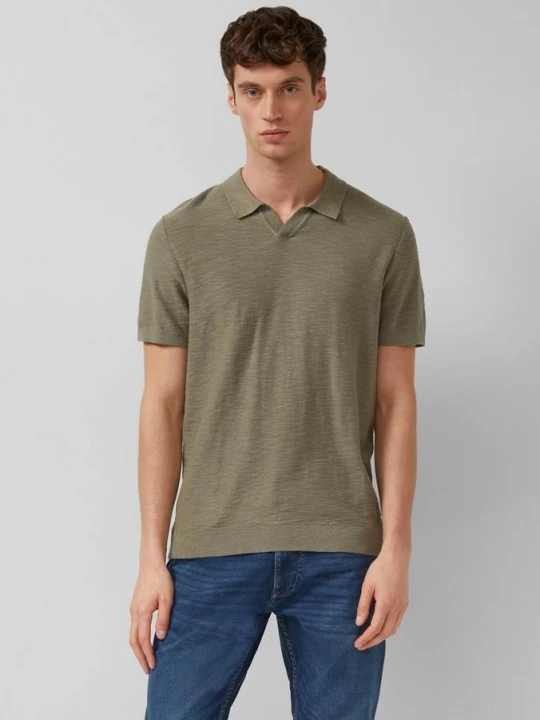 Foto van product Gebreid poloshirt met vlamgarenstructuur s.Oliver olijfgroen