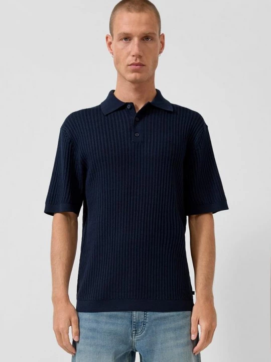 Foto van product Gebreid poloshirt QS blauw