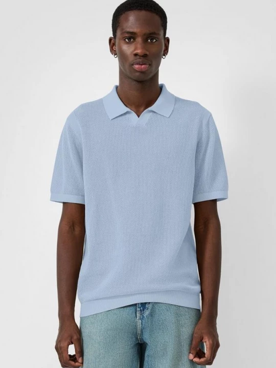 Foto van product Gebreid poloshirt QS blauw
