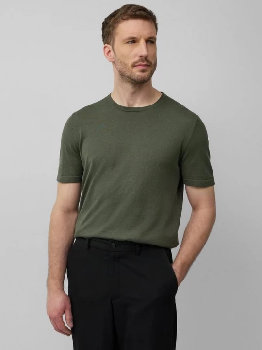 Foto van product Gebreid T-shirt van een mix van katoen en zijde s.Oliver olijfgroen
