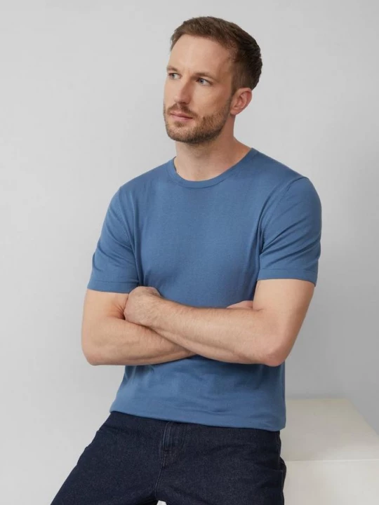 Foto van product Gebreid T-shirt van een mix van katoen en zijde s.Oliver petrol