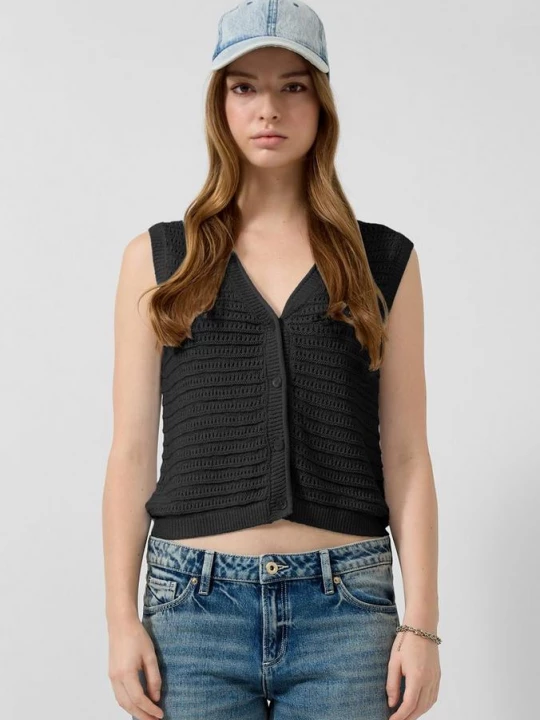 Foto van product Gebreid vest QS zwart