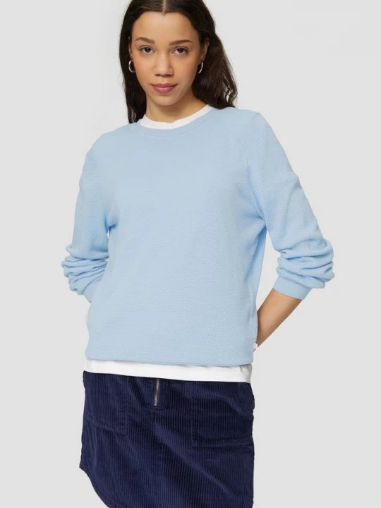 Foto van product Gebreide getextureerde trui van gemêleerde viscose QS blauw