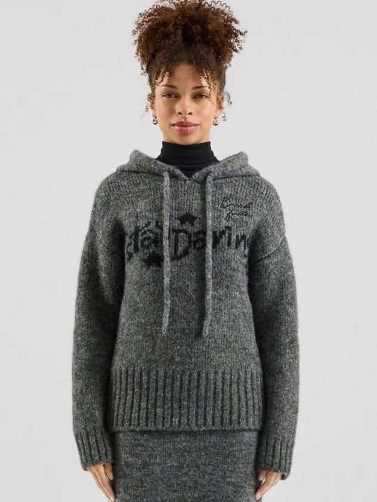 Foto van product Gebreide hoodie QS grijs