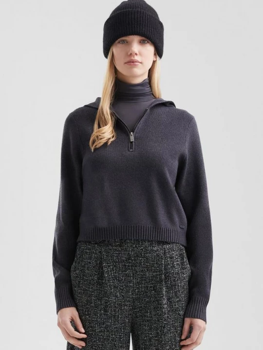Foto van product Gebreide hoodie QS grijs