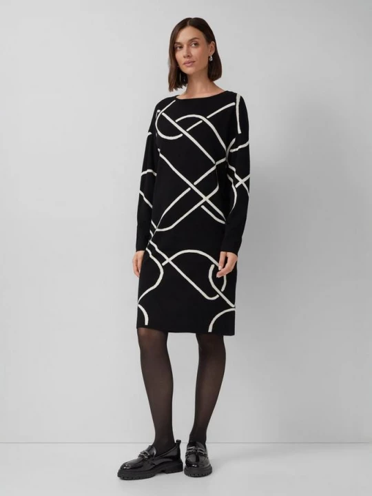 Foto van product Gebreide jacquard jurk met all-over print s.Oliver zwart