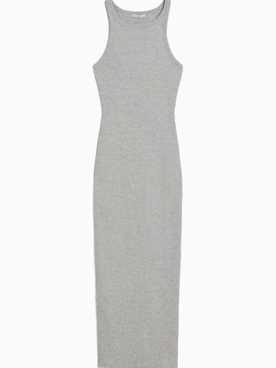 Foto van product Gebreide jurk Bershka grijs gemêleerd