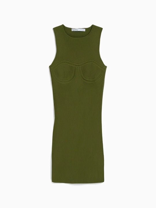 Foto van product Gebreide jurk Bershka kaki