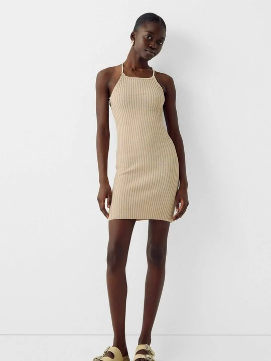 Foto van product Gebreide jurk Bershka zandkleur