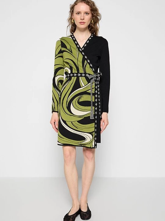 Foto van product Gebreide jurk Diane Von Furstenberg olijfgroen
